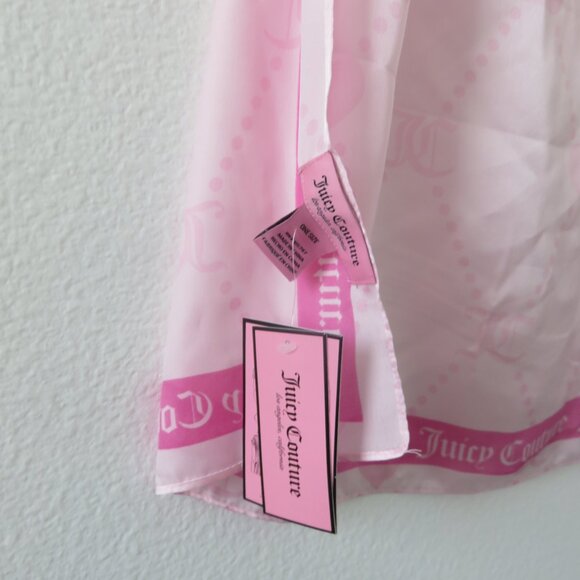 (#Z-1) Juicy Couture Sheer Multi-wear Square Pink Heart JC Logo Print Sc… - Picture 4 of 4
